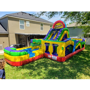 Ngoài trời vui vẻ trượt nước Inflatable tổ chức sự kiện cho thuê mặt hàng Inflatable chướng ngại vật hàng đầu bán Inflatable Bouncer với máy thổi khí - Product Image 6