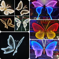 Papillon LED LUMINEUX 40CM / 60CM avec Ailes qui s'ouvrent/ferment automatiquement pour Décoration de Mariage, Fête, Anniversaire