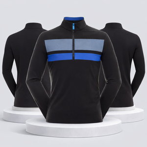 OEM de alta calidad de golf media cremallera deportes Jersey Patchwork transpirable 4 vías estiramiento ligero pulóver sudadera bordada - Product Image 1