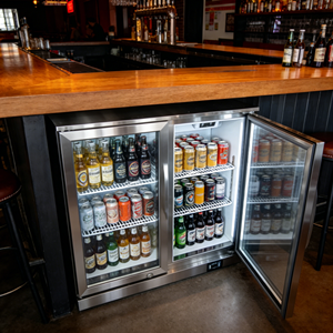 Оптовый мини-бар-холодильник из нержавеющей стали с дверцей из закаленного стекла, для отелей, охлаждения пива и напитков, с вентиляторным охлаждением, витринный холодильник для колы - Product Image 3