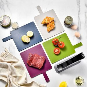 Four-Color Cutting Board Set Plastic Index Chopping Board with Handle for Kitchen <b>Square</b> Pattern Packaged in Box - Product Image 4