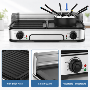 <span class=keywords><strong>Grill</strong></span> électrique antiadhésif en promotion avec plaque amovible, idéal pour l'intérieur et l'extérieur, type Teppanyaki avec protection anti-éclaboussures - Product Image 5
