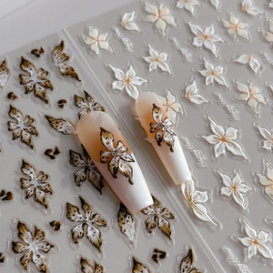 New Arrival French Waterproof Devil <b>Flower</b> 3D Nail Art Decals Exquisite Ice Translucent Liquid Adhesive Plastic Non-Toxic BPA - Product Image 1
