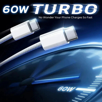 Kabel USB C ke USB C 60W PD 3A Pengisian Cepat Tipe C Kabel Pengisi Daya Berbahan Nilon 1M 2M untuk Ponsel Laptop