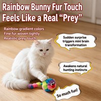 Jouet pour chat en peluche arc-en-ciel personnalisable, en gros, en stock, avec son, rembourré de sable, longue queue de 20 cm, résistant aux morsures, pour le jeu autonome