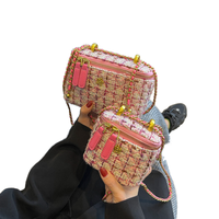 Sacs Bandoulière Classiques Carrés en Tweed pour Femmes – Tendance de Marques Célèbres de Designers, Petit Format, Mini, avec Chaîne