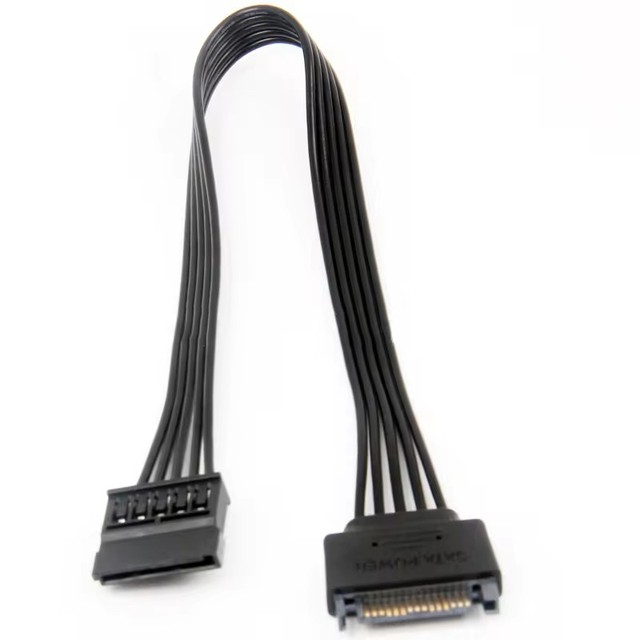 Angitu Hot Selling 30cm 1007 18awg Desktop Sata 15Pin Male to Female Extension Sata Power Cable