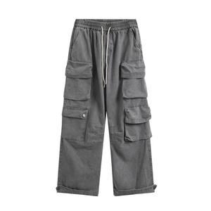 Pantalones Cargo Rectos de Estilo Retro Desgastado con Múltiples Bolsillos para Hombre, Pantalones Casuales de Hip-hop, Estilo Paracaidista - Product Image 4