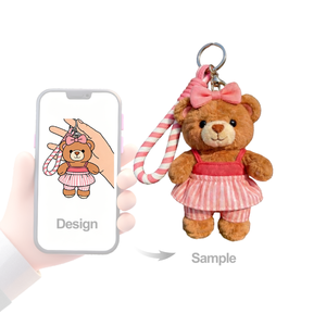 Porte-clés en peluche personnalisé avec logo, en coton PP, en forme d'ours en peluche avec design de t-shirt - Product Image 2