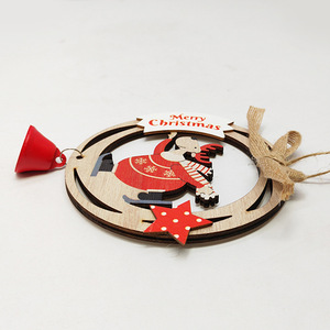 Adorno Navideño Colgante de Madera, Campana Redonda, Muñeco de Nieve, Reno, Santa Claus, Decoración para Árbol - Product Image 4