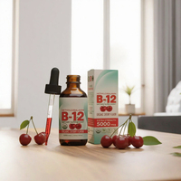 Complément alimentaire aromatisé à la cerise 60 ml, OEM ODM, gouttes liquides de vitamine B12 5000 mcg, méthylcobalamine, vitamine B12 liquide oral en gouttes