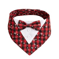 Bandana de luxe en polyester et coton pour chien avec nœud papillon réglable pour Noël - Tailles S/M/L