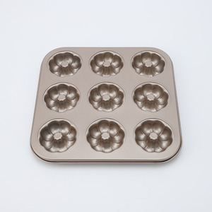 Non Stick Cake Pan 4 Cavity Flower Shape Baking Mold For Donut Cupcake Oven Safe Silver - Product Image 2