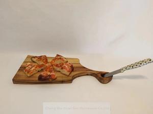 <span class=keywords><strong>Planche</strong></span> à découper ronde en bois de camphre avec poignée LOGO personnalisé - Product Image 4