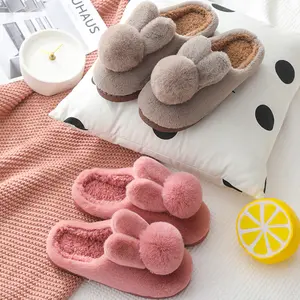 Cute Bunny furry Slippers Rabbit Shoes Women Men Winter Fluffy Sandals Cartoon Cute Warm Cozy Plush Slip on Kids Home Slides