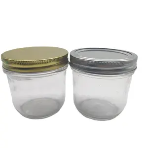 Round glass jar for honey jam with airtight lid