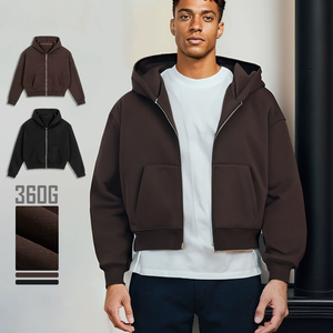 Unisex Essentials de alta calidad Sudadera con capucha de lana Streetwear Cropped Boxy Hoodie 360G Heavyweight <span class=keywords><strong>Zip</strong></span> up Hoodie - Product Image 1
