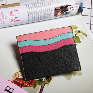 <span class=keywords><strong>Petit</strong></span> portefeuille <span class=keywords><strong>porte</strong></span>-cartes en cuir de luxe pour femmes Style multicolore à la mode avec logo personnalisé Joli sac pour femmes pour cartes de crédit - Product Image 4