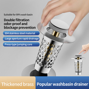 Filtro de Desagüe para Fregadero de Acero Inoxidable, Tapón Universal para Lavabo con Núcleo de Resorte, Material ABS304, Calibre Estándar Estadounidense - Product Image 5