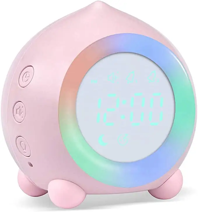 LED Bedside Digital Alarm Clock with Night Light for Kids Cute Peach Design