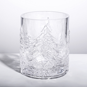 Verre à shot en cristal transparent avec motif sapin 3D en relief créatif, base épaisse et lourde, pour boissons, thème montagne et forêt - Product Image 4