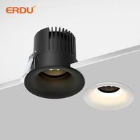 Spot LED encastré en aluminium anti-éblouissement noir 7W 20W contemporain pour intérieur, bureau, commerce, maison, salon, CRI 90 IP24