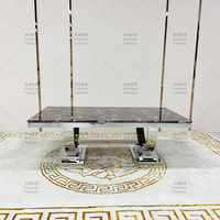 Table basse carrée, meuble de salon, bon marché, design moderne, prix d'usine, avec cadre en métal argenté, haut en marbre, 1 pièce