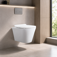 Cuvette de toilette murale ronde en céramique de style européen moderne et contemporain pour villa, hôtel, salle de bain d'école et lavabo commercial