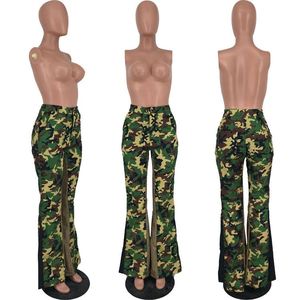 2022 nouveau pantalon de Camouflage vert à la mode femmes mode cloche <span class=keywords><strong>bas</strong></span> taille haute coupe ajustée automne pantalon décontracté - Product Image 1