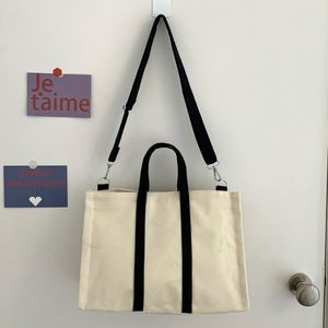 Promotion Custom Logo Magnet Button Zipper Pouch Stylish Women's <b>Large</b> <b>Canvas</b> Tote <b>Bag</b> With Personalized Logo for Everyday Use - Product Image 4