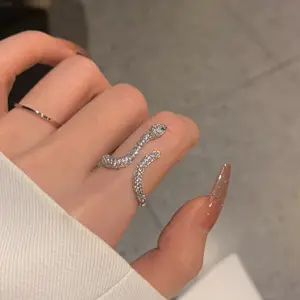 A buon mercato regolabile moda donna serpente cubico zircone riempito, oro regolabile anello cubico zircone gioielli