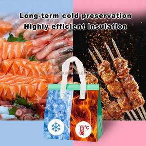 <b>Fold</b> Non Woven Aluminum Foil Disposable Cooler Bag With Letter Pattern Takeout Food Grocery Delivery Insulated Bag - Product Image 6