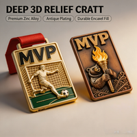 ميداليات رياضية معدنية مخصصة لـ MVP في كرة السلة وكرة القدم وهوكي الجليد والرجبي والبيسبول مع طباعة بالأشعة فوق البنفسجية