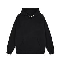 Sudadera con capucha de felpa francesa pesada de 450 GSM para hombre, con cuello de botones a presión, hombros caídos, estilo oversize, lisa, con bolsillo canguro, estilo urbano.