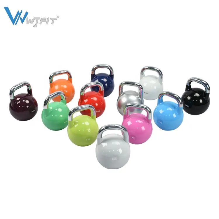 Kettlebell da competizione colorato 4kg 16kg 20kg 48kg Fitness Gym esercizio Kettlebell in acciaio con Logo personalizzato