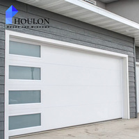 Porte de garage sectionnelle industrielle moderne en acier double pour deux voitures, résistante au vent, en alliage d'aluminium fini, pour l'Amérique du Nord