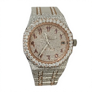 Montre mécanique de luxe élégante bicolore or rose, cadran arabe 40 mm, en acier inoxydable, entièrement sertie de diamants Moissanite - Product Image 1