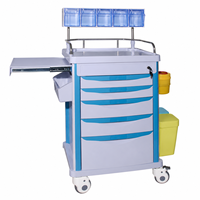 Chariot médical haut de gamme à 5 tiroirs verrouillables, chariot de fournitures hospitalières, chariot de soins mobile, plan de travail en acier ABS, plastique