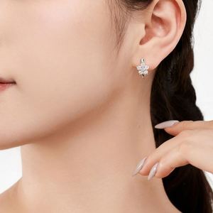 Dylam Spring Blossom Flower Fine Jewelry S925 <b>Silver</b> Rhodium Plated Flower Shape 5A Cubic Zirconia <b>Hoop</b> Earrings for Women - Product Image 4