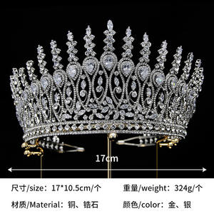 Vente flash : Couronne de mariée surdimensionnée de style européen, américain et coréen, en zircon et cuivre, avec mini éléments scintillants, pour princesse et mariage - Product Image 6