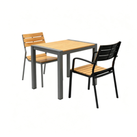 Ensemble de meubles de jardin et de salle à manger extérieurs modernes en alliage d'aluminium et en bois plastique, personnalisable