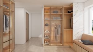 Armoire en bois de luxe de haute qualité personnalisée en provenance du Guangdong, Chine, dans un style traditionnel, meubles d'armoire - Product Image 2