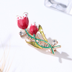 Broche de Moda Chapado en Oro con Perlas de Circonio y Aleación de Tulipán, Regalo de Lujo Coreano de Alta Calidad para Mujer, para Boda, Compromiso o Fiesta - Product Image 4
