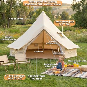 [Expédié depuis les États-Unis] <span class=keywords><strong>Tente</strong></span> cloche d'extérieur DANCHEL B5PRO avec cheminée, 13/16.4/20 pieds, 4 saisons, imperméable, paroi latérale en coton 300 GSM, port AC, yourte - Product Image 2