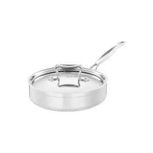 Casserole en acier inoxydable triple épaisseur à rayures verticales, corps court, compagnon de cuisine écologique moderne - Product Image 1