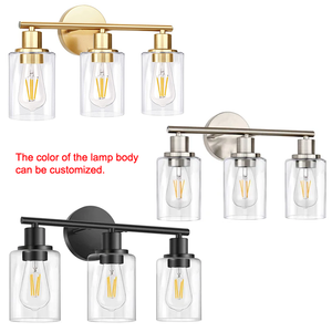 Venta al por mayor Baño Luz mate negro Vanity Vintage E26 apliques de pared iluminación baño moderno luces montadas en la pared con pantalla de vidrio - Product Image 4