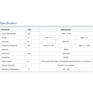 การวัดความถี่ทางออกของเครื่องยนต์/ปั๊มเครื่องกำเนิดไฟฟ้าเซ็นเซอร์ fbg accelerometer FG - Product Image 5