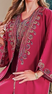 Store Treasures Elégante Abaya brodée arabe Robes musulmanes festives deux pièces pour femmes Robes du Moyen-Orient grande taille - Product Image 2