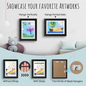 Kids A4 Picture <b>Frames</b> Brown Wood Front Opening Tempered Glass 4x6 Iron Horizontal Vertical Formats Changeable for Artwork - Product Image 2