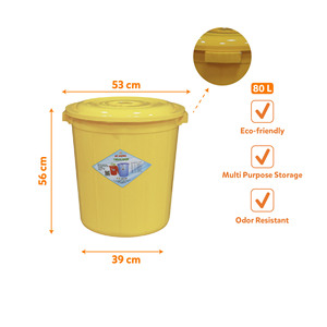 80L Round Colorful PP Plastic <b>Bucket</b> <b>with</b> <b>Lid</b> Eco-Friendly Storage Container Heavy Duty Large Capacity for Household Commercial - Product Image 3
